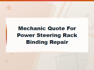 Mechanic Quotes for Power Steering Rack Binding Repair and Fluid Service